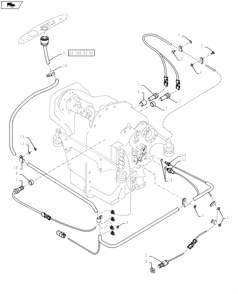 Схема запчастей Case IH STEIGER 450 - (55.100.04[01]) - TRANSMISSION WIRING, PS4 8C - 8.5C YOKE (55) - ELECTRICAL SYSTEMS