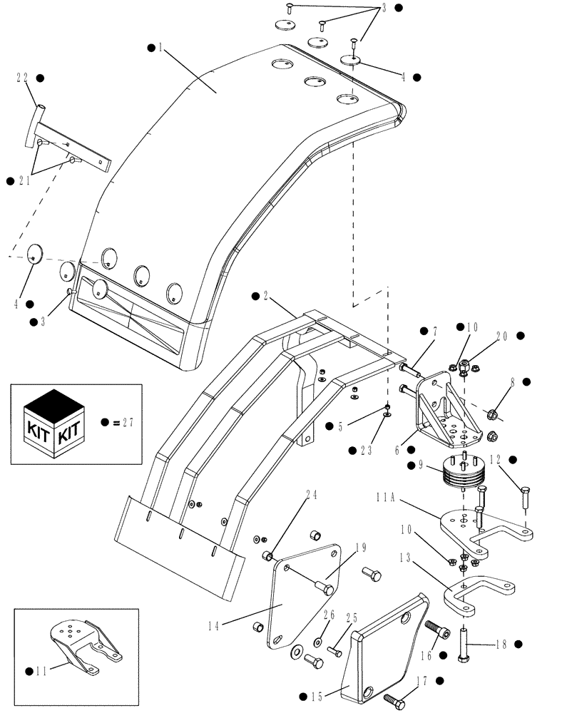 Схема запчастей Case IH MX215 - (09-05) - FENDERS - FRONT, WIDE (09) - CHASSIS/ATTACHMENTS