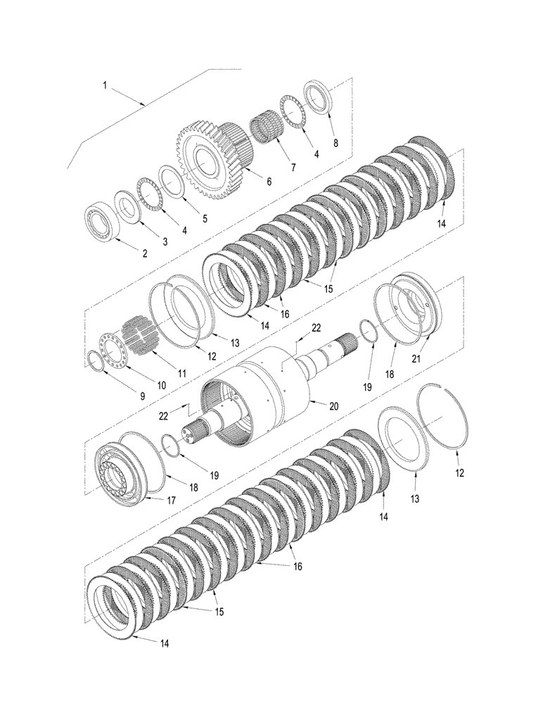 Схема запчастей Case IH STEIGER 335 - (06-52) - POWER SHIFT TRANSMISSION - FIFTH SHAFT ASSEMBLY (06) - POWER TRAIN