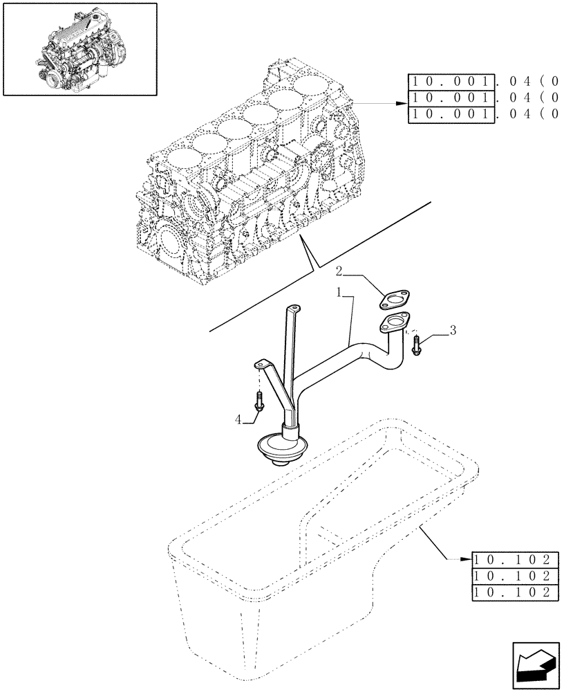 Схема запчастей Case IH 7010 - (10.304.04[01]) - OIL PUMP PIPING - 7010 (10) - ENGINE