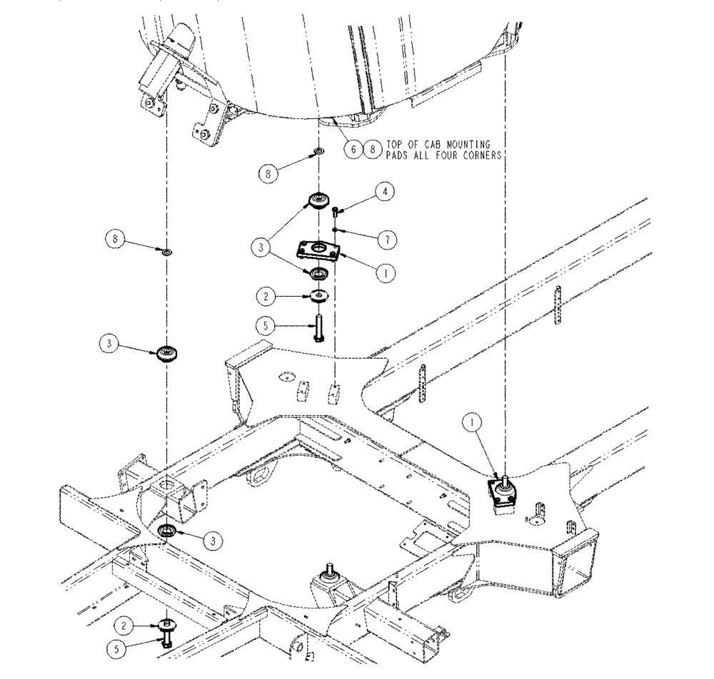 Схема запчастей Case IH SPX4260 - (04-050) - CAB MOUNTING GROUP Suspension & Frame