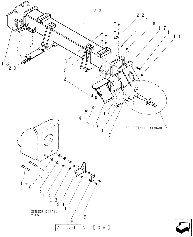 Схема запчастей Case IH ADX2180 - (D.13.B[01]) - REAR AXLE HOUSING BSN CBJ0004380 D - Travel