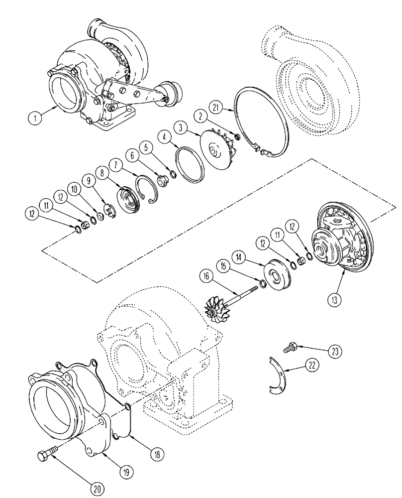 Схема запчастей Case IH FLX3010 - (02-039) - TURBOCHARGER - ASSEMBLY, FLX 3010 (01) - ENGINE