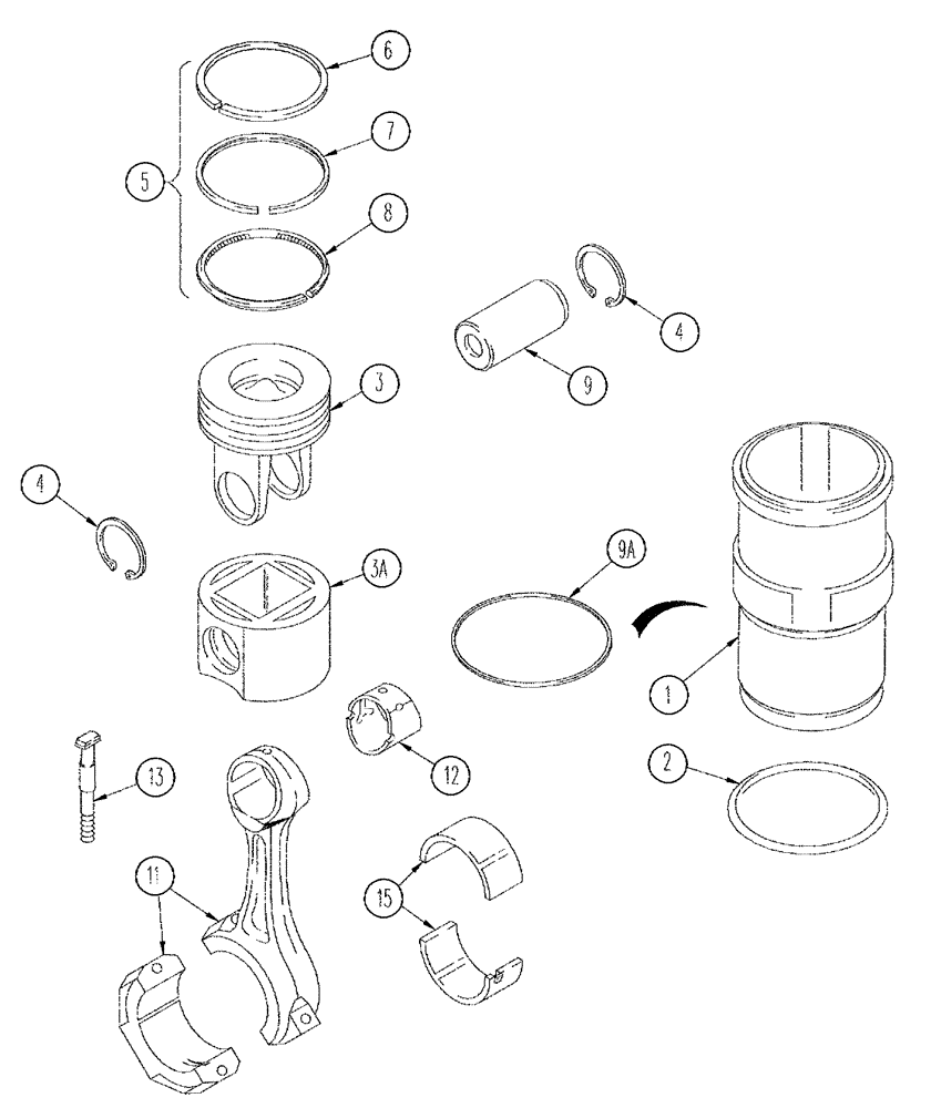 Схема запчастей Case IH FLX3510 - (02-060) - PISTON - CONNECTING ROD, FLX 3510 (01) - ENGINE