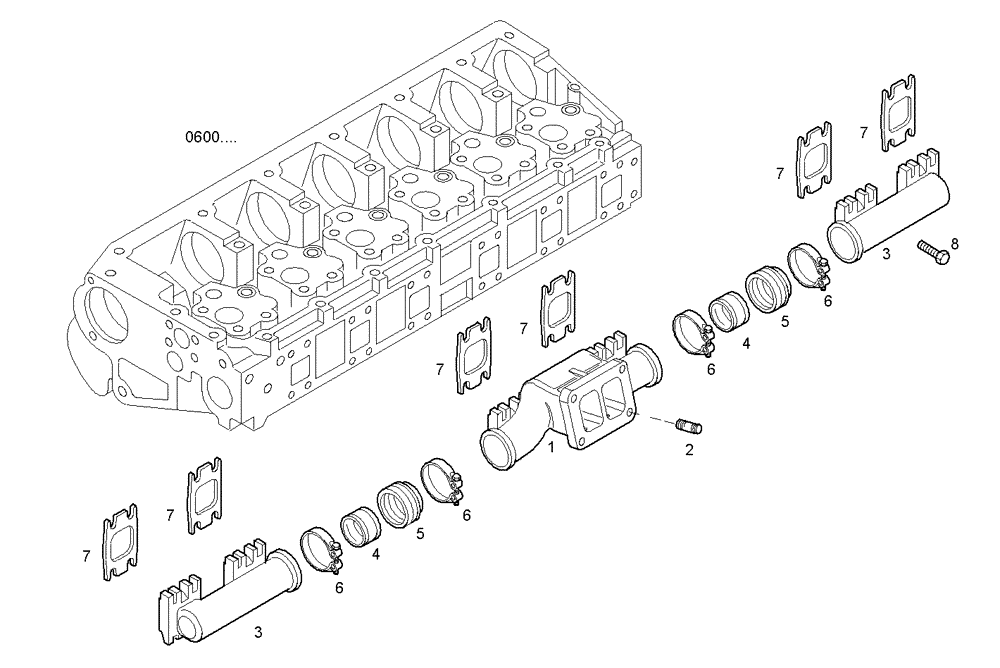 Схема запчастей Case IH F3AE0684P E906 - (0780.023) - EXHAUST MANIFOLD 