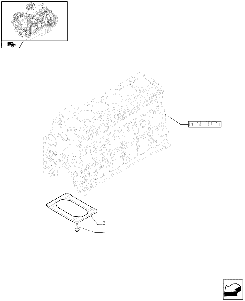 Схема запчастей Case IH F4HE9684D J103 - (10.001.02[02]) - CRANKCASE (2852728) 