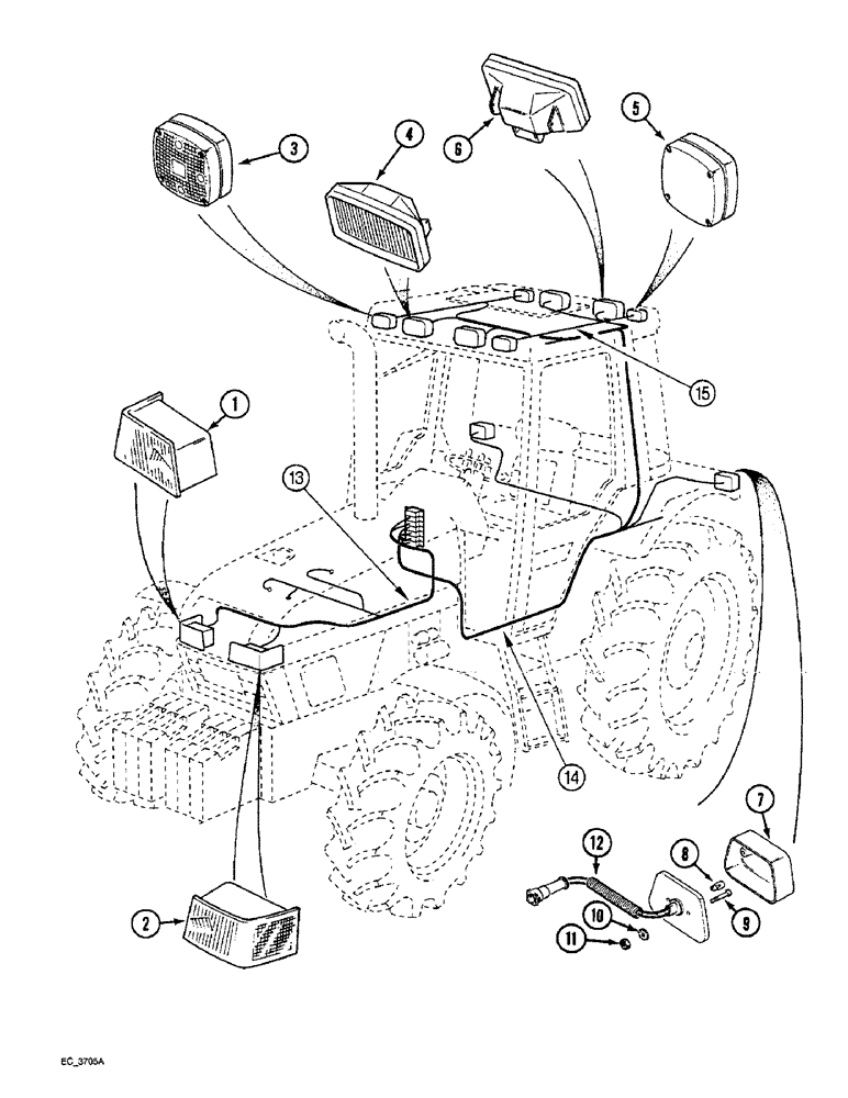 Схема запчастей Case IH 4240 - (4-10) - LIGHTS AND HARNESS, TRACTOR WITH CAB (04) - ELECTRICAL SYSTEMS