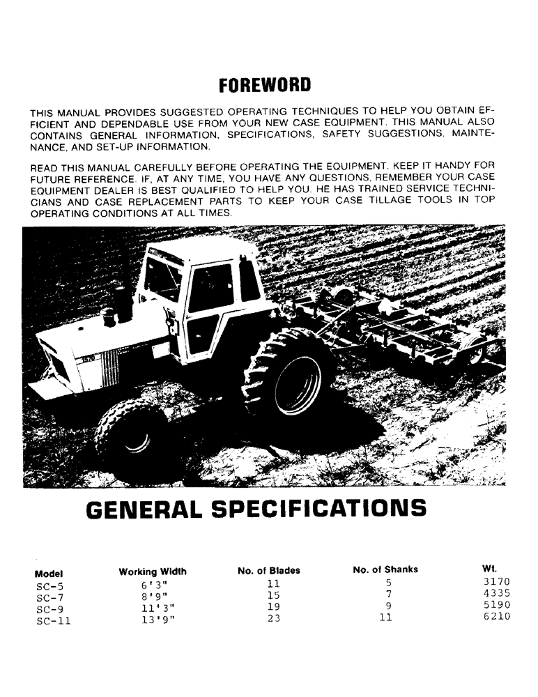 Схема запчастей Case IH 9 - (01) - GENERAL SPECIFICATIONS 