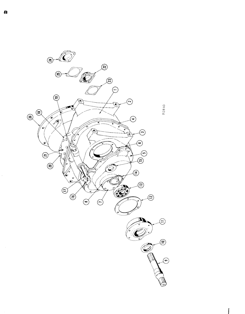 Схема запчастей Case IH 1665 - (08) - TRANSMISSION CASE (14) - MAIN GEARBOX & DRIVE