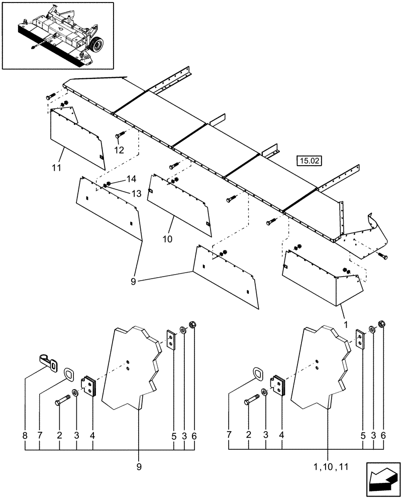 Схема запчастей Case IH DC132 - (08.09) - SKIRT COMPONENTS (08) - SHEET METAL