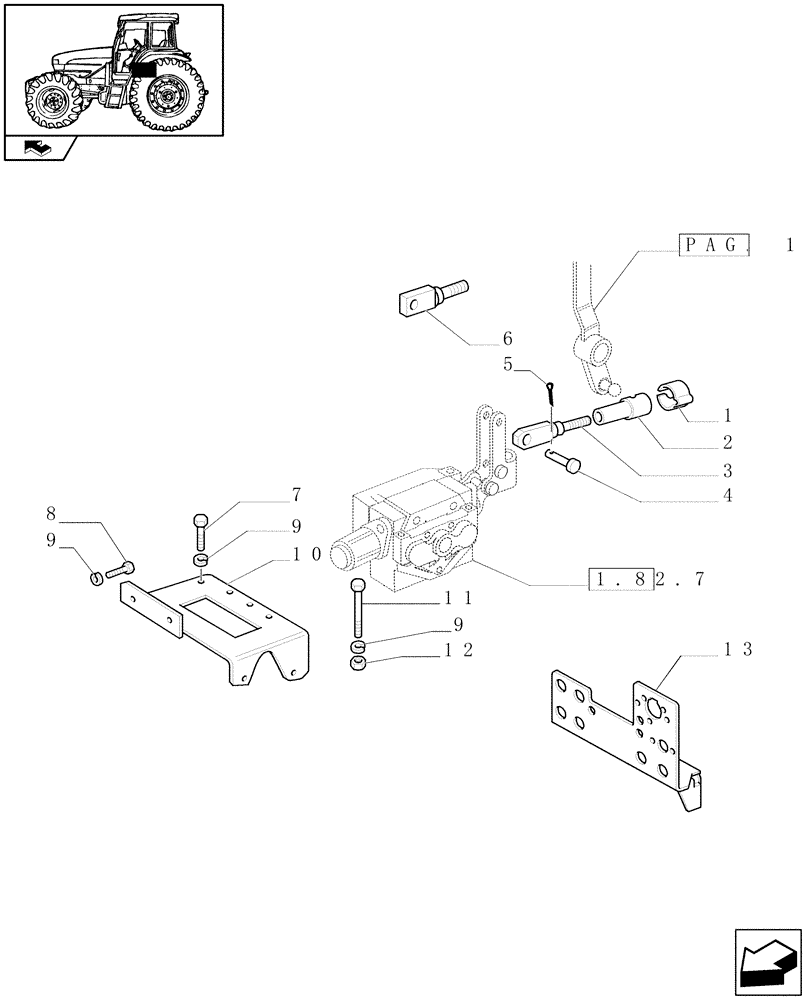 Схема запчастей Case IH FARMALL 105U - (1.96.2[02]) - DOUBLE EFFECT DISTRIBUTOR - TIE-RODS (10) - OPERATORS PLATFORM/CAB