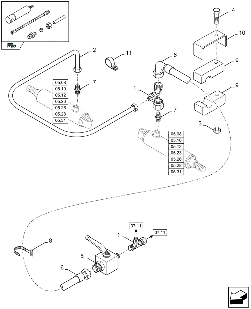 Схема запчастей Case IH LB333P - (07.12[01]) - TANDEM AUTO-STEER AXLE (07) - HYDRAULIC SYSTEM