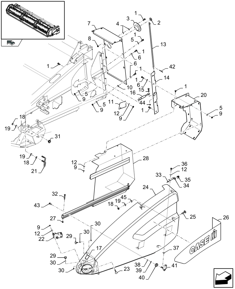 Схема запчастей Case IH 2030 - (20.04[01]) - SHIELDS, LH (20) - HEADER