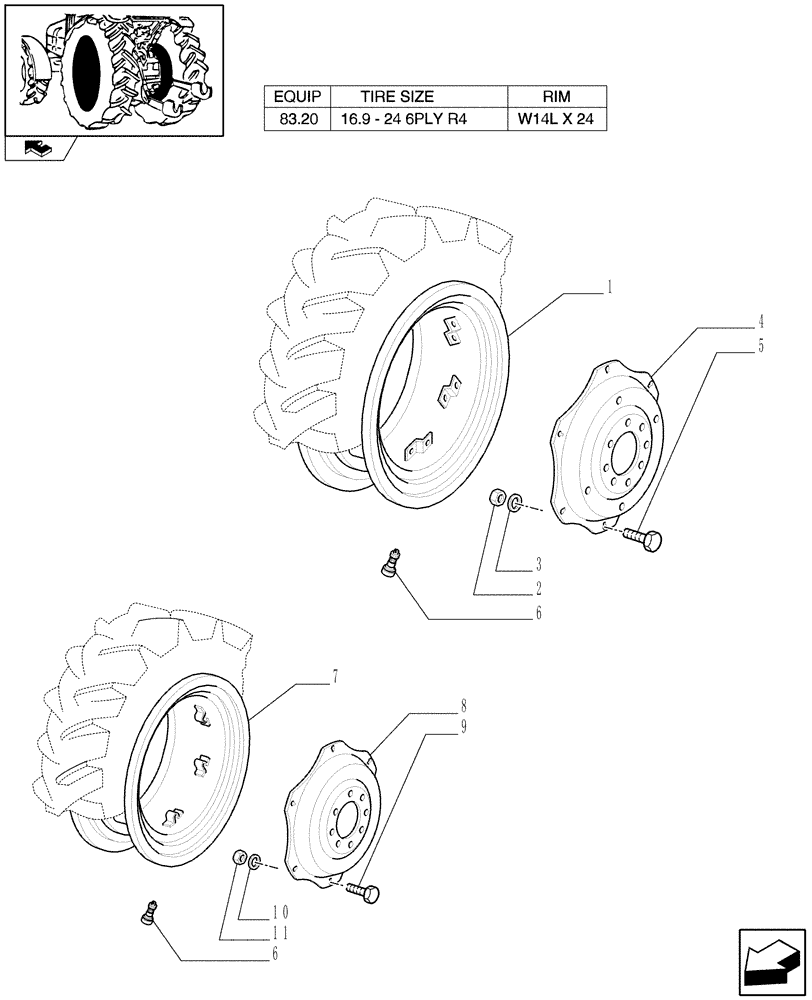 Схема запчастей Case IH FARMALL 70 - (83.00[01]) - DRIVE WHEELS (11) - WHEELS/TRACKS