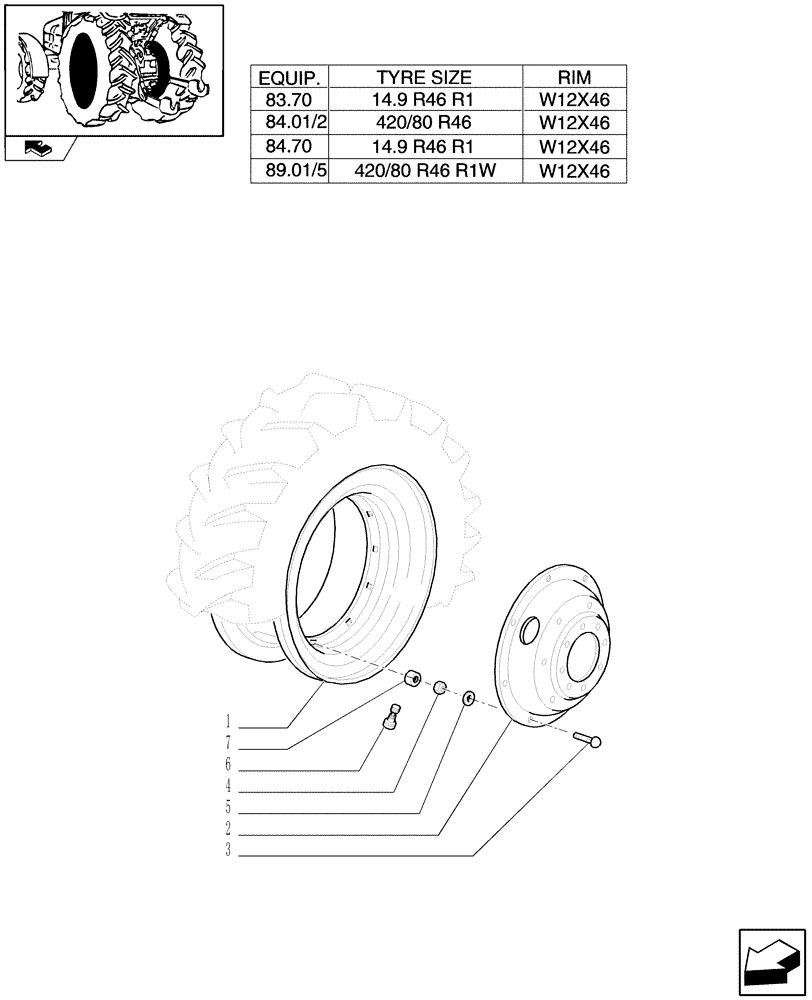 Схема запчастей Case IH PUMA 195 - (83.00[17]) - REAR WHEELS (11) - WHEELS/TRACKS