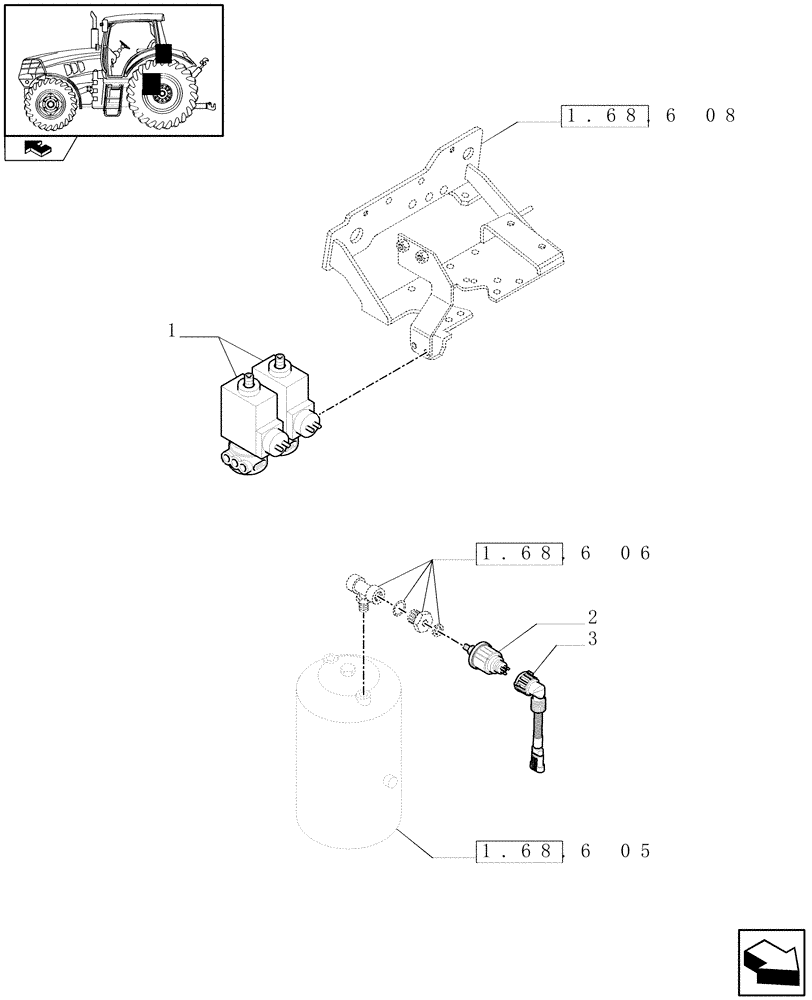 Схема запчастей Case IH PUMA 225 - (1.75.0/11) - (VAR.169-170-171-178-385-385/1) PNEUMATIC TRAILER BRAKE - SENSOR AND CONTROL VALVES (06) - ELECTRICAL SYSTEMS