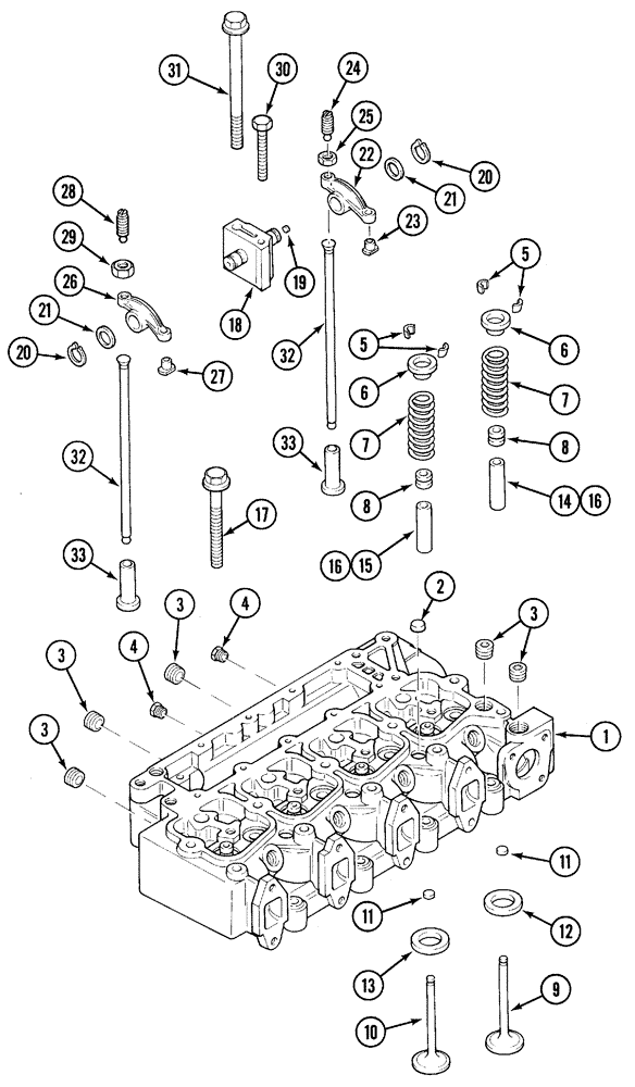 Схема запчастей Case IH 5220 - (2-44) - CYLINDER HEAD AND VALVE MECHANISM, 4T-390 ENGINE, 4TA-390 (02) - ENGINE