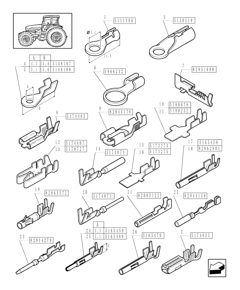 Схема запчастей Case IH JX90U - (1.77.0[09]) - CONNECTOR, CABLE TERMINAL (06) - ELECTRICAL SYSTEMS