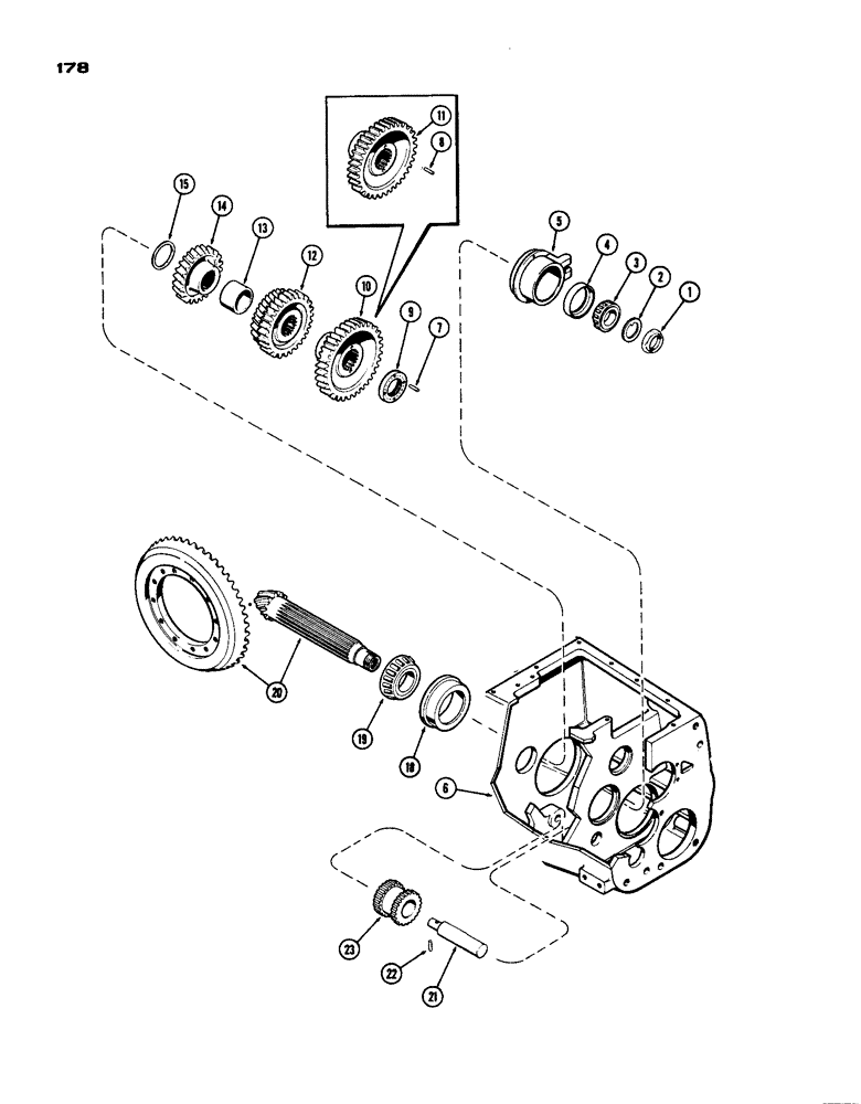 Схема запчастей Case IH 770 - (178) - COUNTER AND REVERSE IDLER SHAFTS, MECHANICAL SHIFT (06) - POWER TRAIN