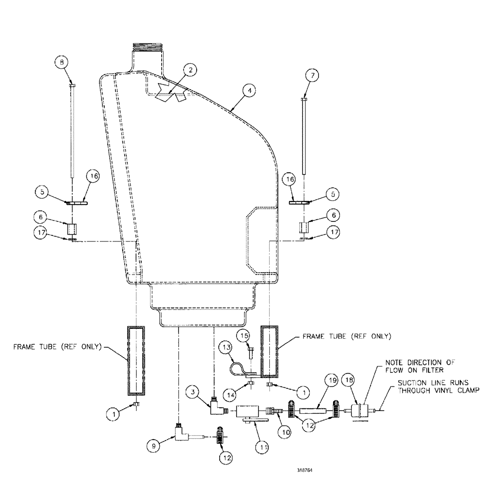 Схема запчастей Case IH SPX3185 - (04-008) - SUSPENSION & FRAME - FUEL TANK GROUP Suspension & Frame