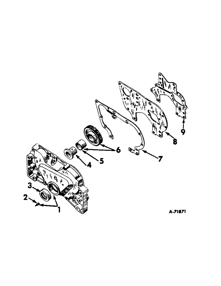 Схема запчастей Case IH 606 - (015) - CARBURETED ENGINE, CRANKCASE FRONT COVER AND IDLER GEAR (01) - ENGINE