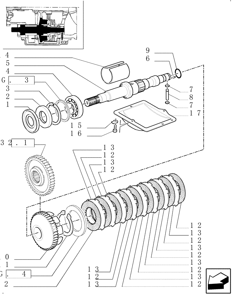 Схема запчастей Case IH MXM155 - (1.33.3[01]) - START HYDRAULIC CLUTCH (4WD) (04) - FRONT AXLE & STEERING