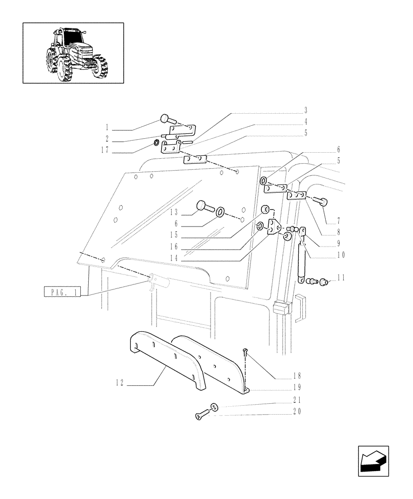 Схема запчастей Case IH MXM175 - (1.92.3[02]) - (VAR.640) HINGED WINDSHIELD (10) - OPERATORS PLATFORM/CAB