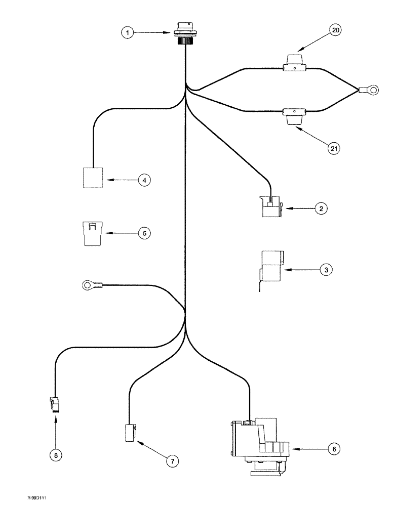 Схема запчастей Case IH AFS - (03-22) - HARNESS, OUTSIDE CAB (55) - ELECTRICAL SYSTEMS