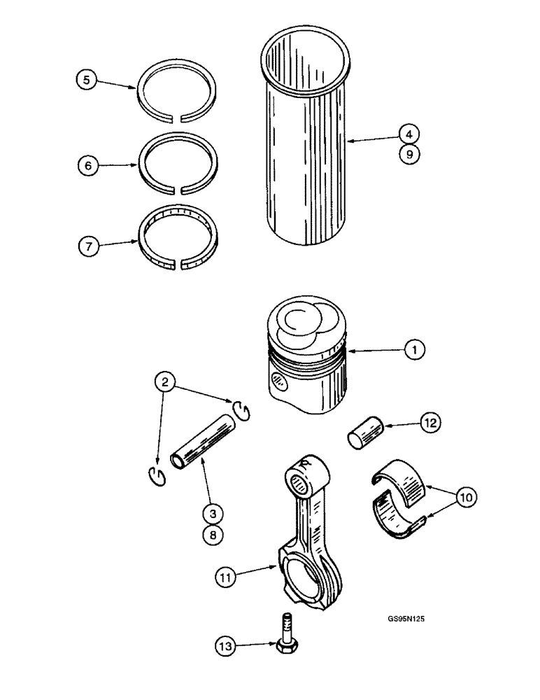 Схема запчастей Case IH D-361 - (8-14) - CONNECTING RODS, PISTONS AND SLEEVE SETS 