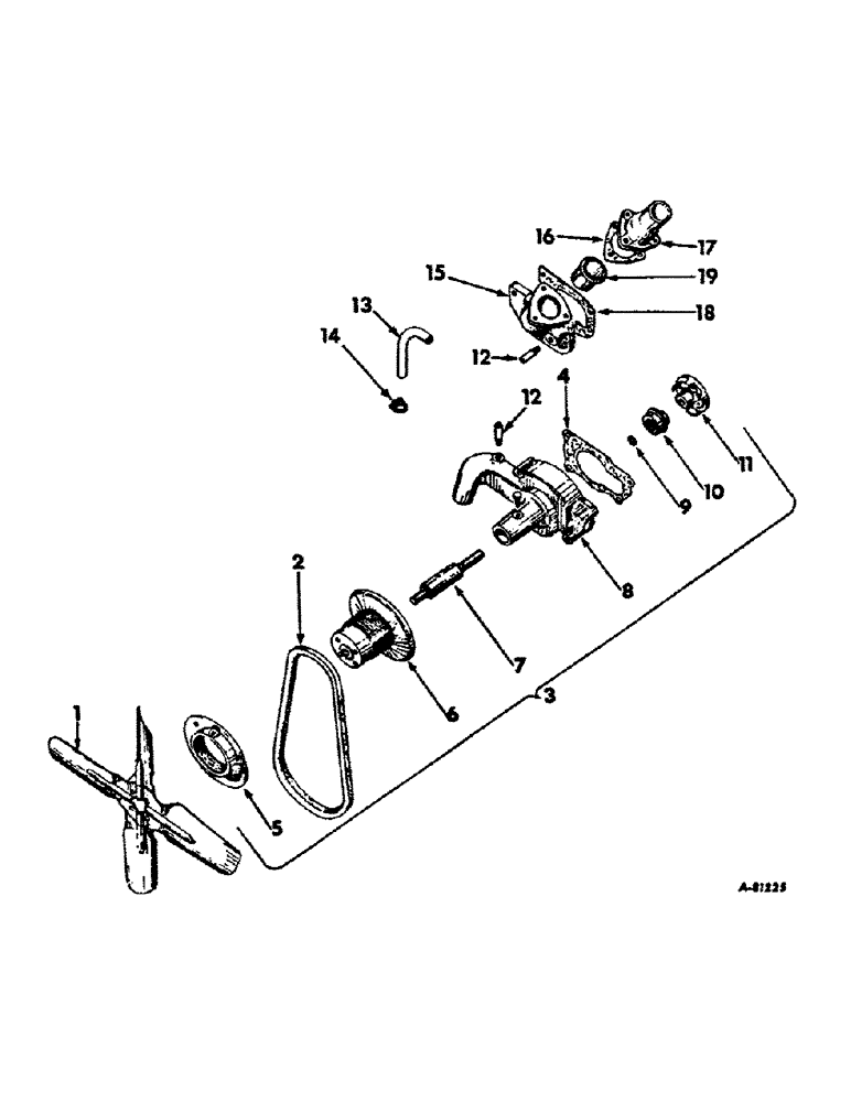 Схема запчастей Case IH BD-154 - (B-06) - THERMOSTAT AND WATER PUMP, B-414, 3414, 3444 TRACTORS AND 7000 FORK LIFT 