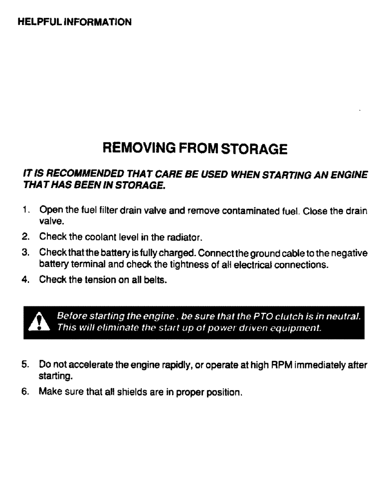 Схема запчастей Case IH 6590T - (046) - HELPFUL INFORMATION, REMOVING FROM STORAGE 