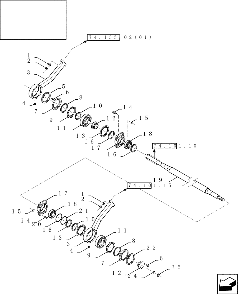 Схема запчастей Case IH 7230 - (74.101.13) - ECCENTRIC AND SHAKER SHOE DRIVE (74) - CLEANING