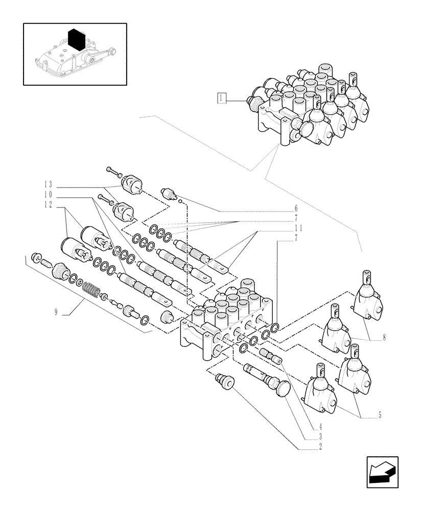 Схема запчастей Case IH JX80 - (1.82.7/03A) - 4 CONTROL VALVES (1 S/D W/KICK OUT W/FLOAT W/ FLOW CONTROL + 1 D W/KICK OUT W/FLOAT + 2 D) (07) - HYDRAULIC SYSTEM