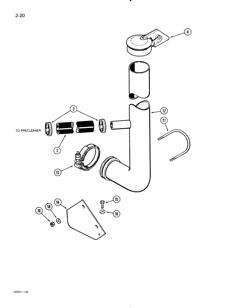 Схема запчастей Case IH 1620 - (2-20) - EXHAUST SYSTEM (01) - ENGINE