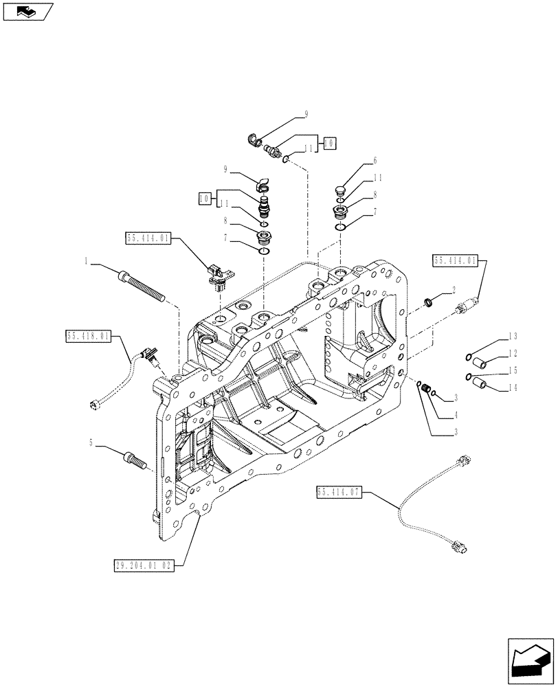 Схема запчастей Case IH PUMA 170 - (29.204.01[01]) - TRANSMISSION - HYDROSTATIC PUMP - CAPS AND FITTING (29) - HYDROSTATIC DRIVE