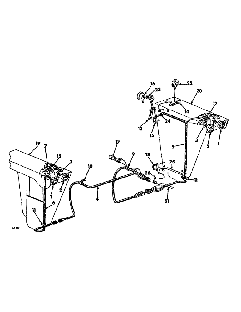 Схема запчастей Case IH 1026 - (08-15) - ELECTRICAL, ELECTRIC LIGHTING, FARMALL TRACTORS WITH DELUXE FLAT TOP FENDERS (06) - ELECTRICAL