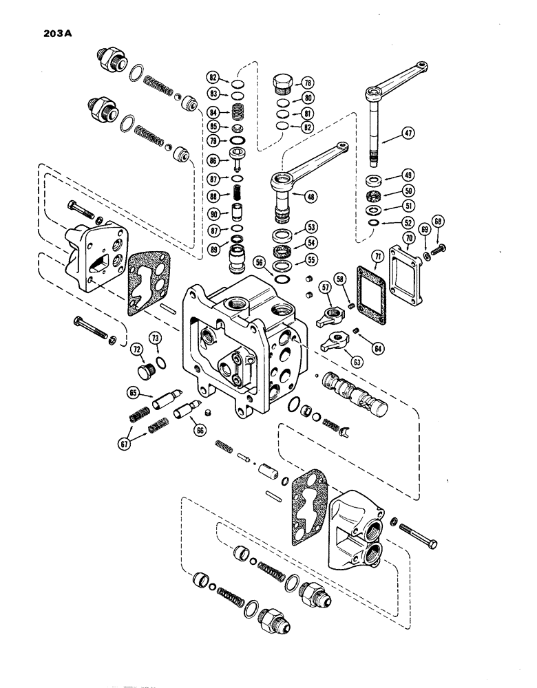 Схема запчастей Case IH 1270 - (203A) - A66467 HYDRAULIC CONTROL VALVE, LEFT HAND OPTIONAL VARIABLE (08) - HYDRAULICS