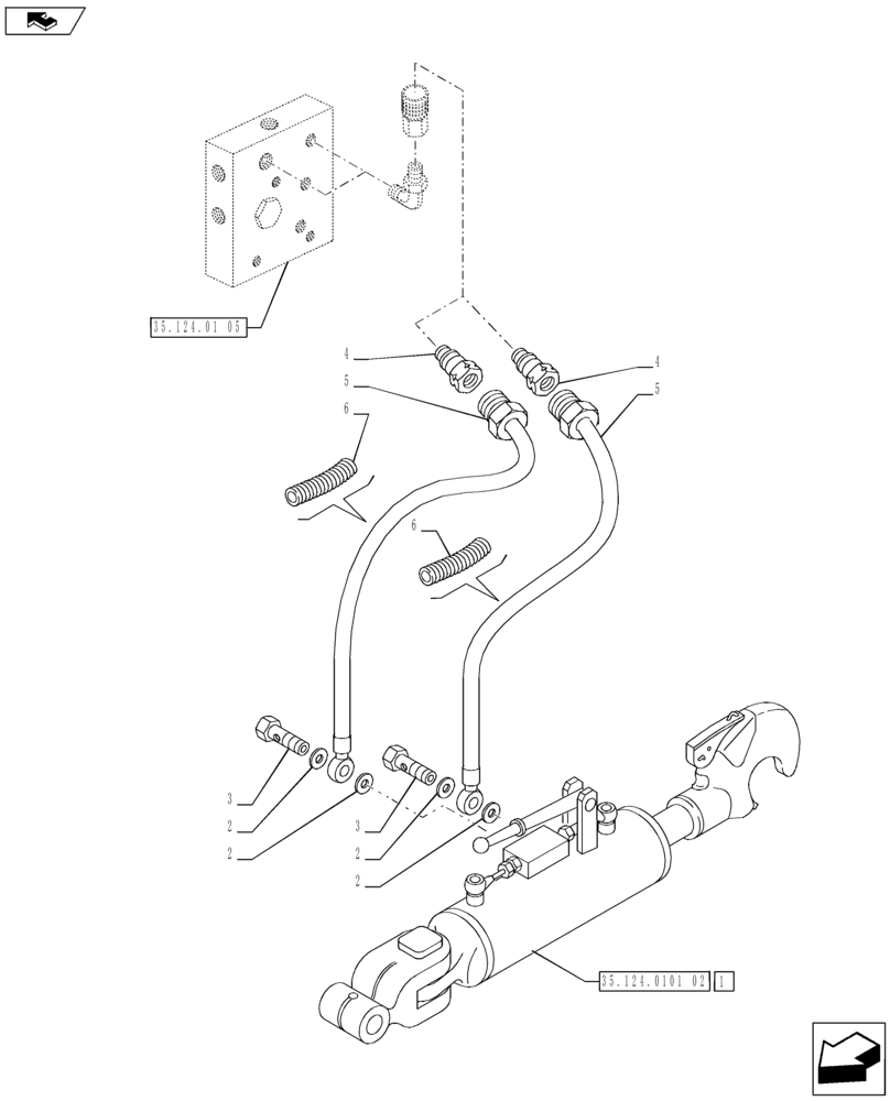 Схема запчастей Case IH PUMA 185 - (35.124.0101[03]) - HYDRAULIC TOP LINK FOR ALL LINKAGE OPTIONS - TOP LINK AND PIPES (VAR.728237) (35) - HYDRAULIC SYSTEMS