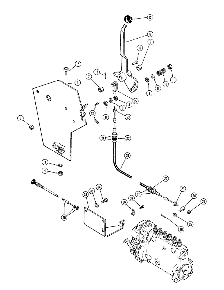 Схема запчастей Case IH 1570 - (038) - THROTTLE CONTROLS (03) - FUEL SYSTEM