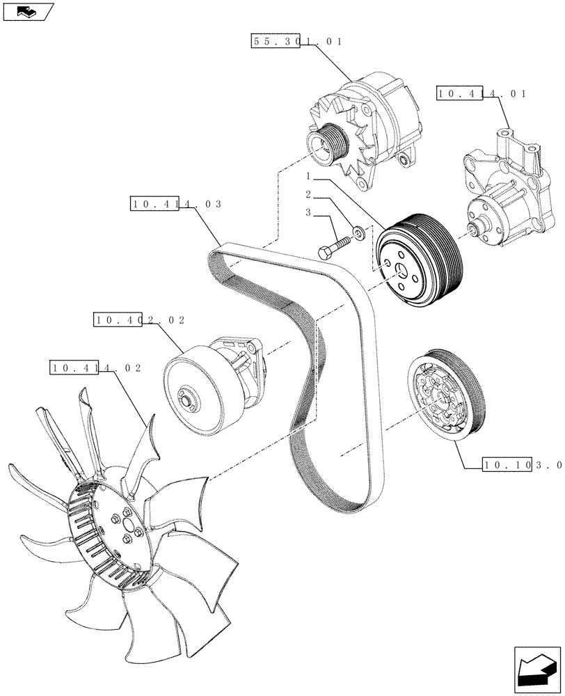 Схема запчастей Case IH FARMALL 75C - (10.414.04) - PULLEY (10) - ENGINE