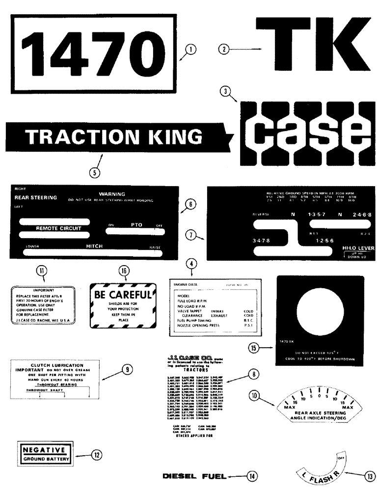 Схема запчастей Case IH 1470 - (115C) - DECALS, USED PRIOR TO TRACTOR SERIAL NUMBER 8674001 (09) - CHASSIS