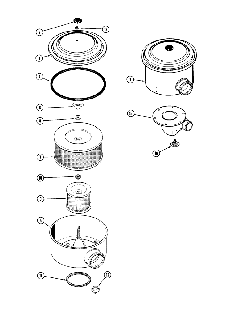 Схема запчастей Case IH 4690 - (2-016) - AIR CLEANER ASSEMBLY, 504BDTI DIESEL ENGINE (02) - ENGINE