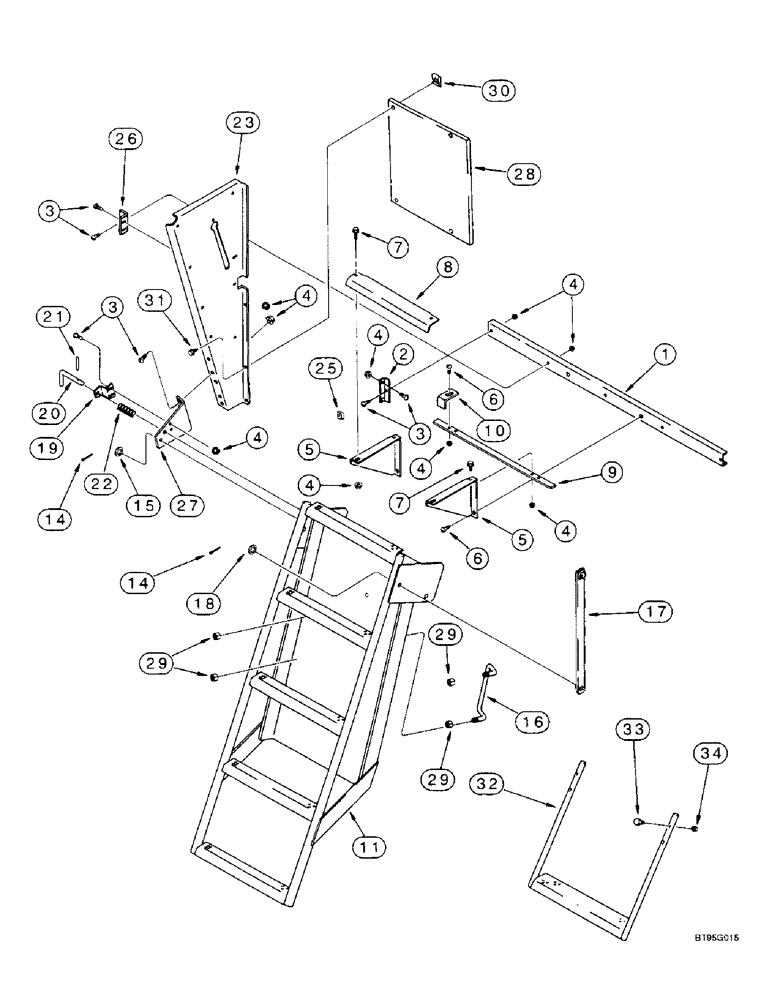 Схема запчастей Case IH 2188 - (9H-20) - SERVICE LADDER AND EXTENSION (12) - CHASSIS