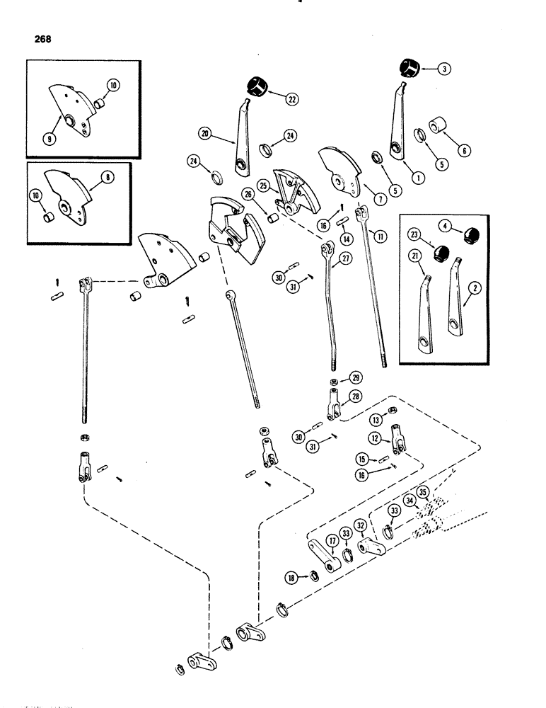 Схема запчастей Case IH 1070 - (0268) - GEAR AND RANGE SHIFT LINKAGE, MECHANICAL SHIFT (06) - POWER TRAIN