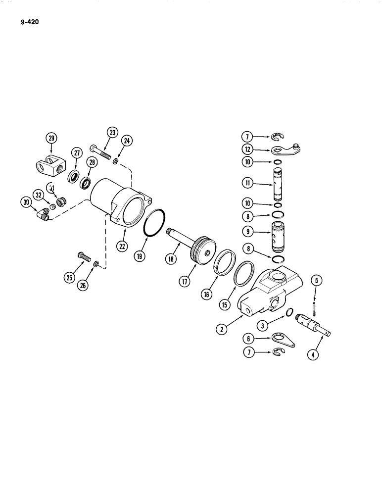 Схема запчастей Case IH 4494 - (9-420) - SEAT, AIR/OIL SUSPENSION, CYLINDER ASSEMBLY, PRIOR TO P.I.N. 8866221 (09) - CHASSIS/ATTACHMENTS