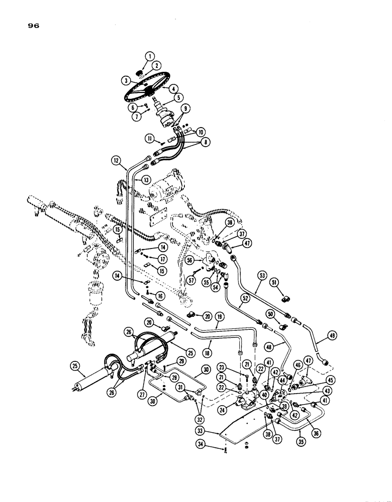 Схема запчастей Case IH 1200 - (096) - FRONT POWER STEERING (05) - STEERING