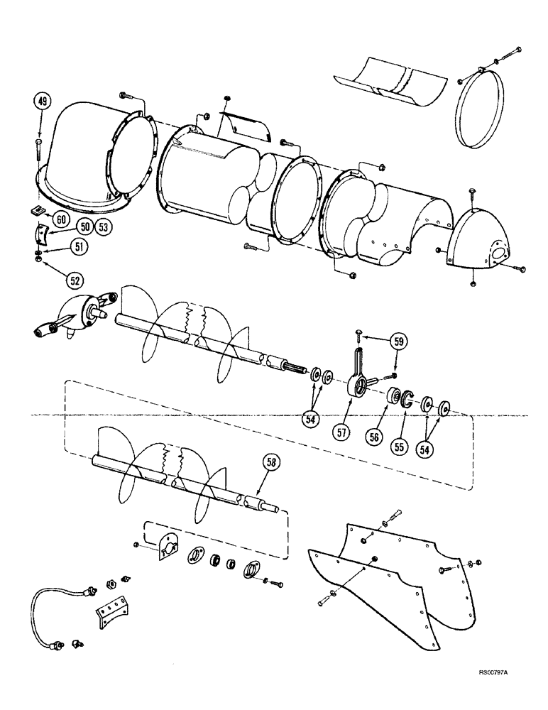 Схема запчастей Case IH 1680 - (9E-22) - UNLOADER, UPPER TUBE AND AUGER (CONTD) (17) - GRAIN TANK & UNLOADER