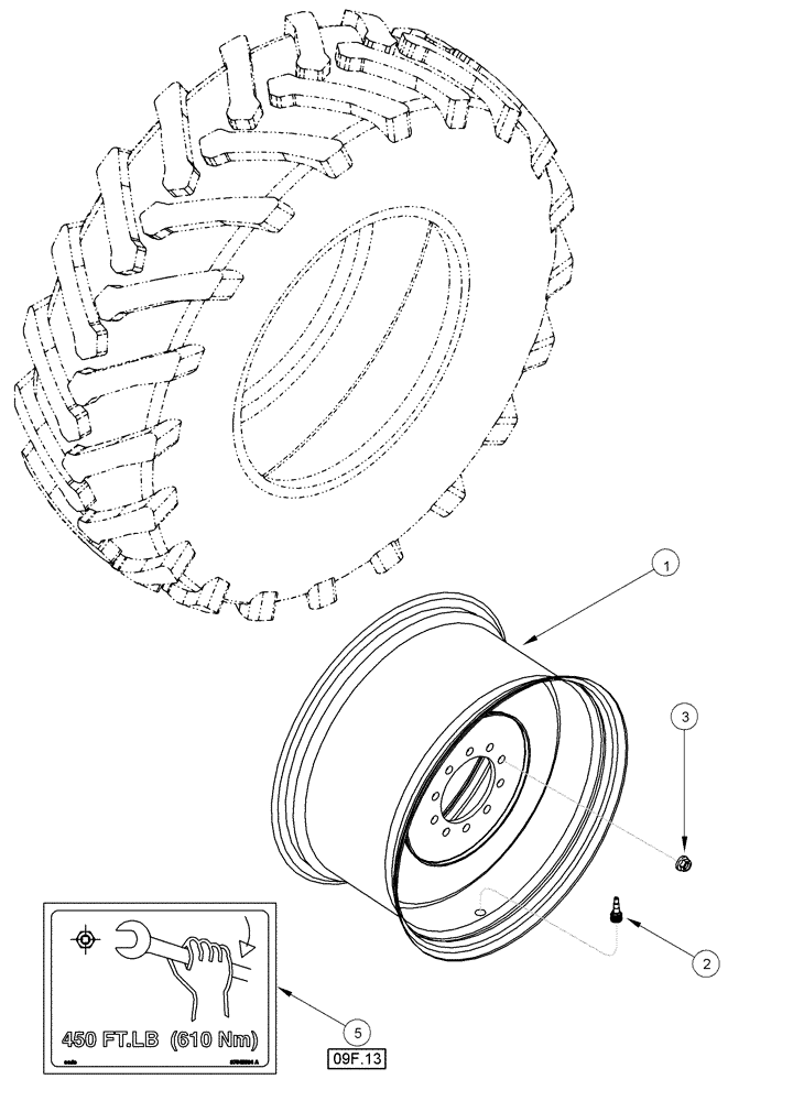 Схема запчастей Case IH 625 - (44.520.01) - WHEELS, REAR (44) - WHEELS