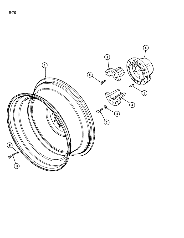Схема запчастей Case IH 3394 - (6-70) - DUAL REAR WHEELS, 38 AND 42 INCH STEEL RIMS, 10 BOLT (06) - POWER TRAIN
