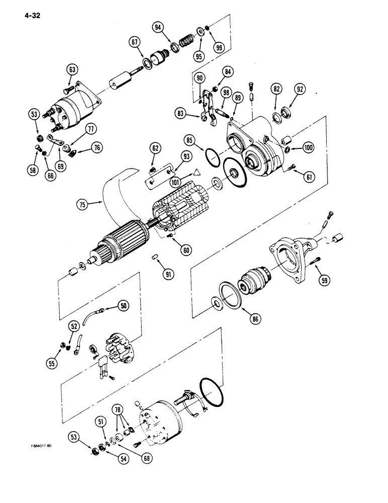 Схема запчастей Case IH 9180 - (4-32) - STARTER ASSEMBLY, (CONT) (04) - ELECTRICAL SYSTEMS